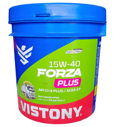 Envase de aceite VISTONY VISTONY MINI BALDE FORZA PLUS 15W40 - 2.5 GL 9.46LT grado 15W40 - Lubricentro Piloto
